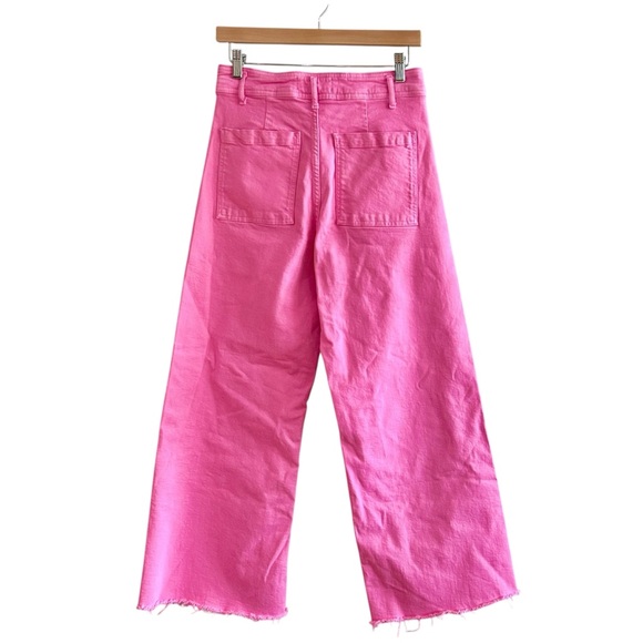 Zara ZW The Marine Straight Jeans Sz 8 Pink High Waist Cutoff Denim Pants - Picture 3 of 8